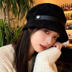 八角帽大头围贝雷帽女2025新款显脸小报童帽秋冬日系复古画家帽子