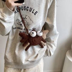 成品手工编织包包女士原创设计个性搞怪螃蟹包毛线针织单肩斜挎包