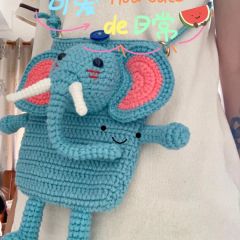 新款毛线钩针编织可爱大象手机包diy材料包手作斜挎包送朋友礼物