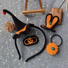 万圣节南瓜发箍编织diy材料包送女友礼物手工毛线钩针头饰发卡